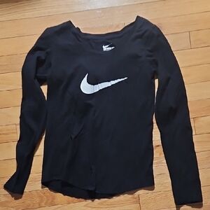 Nike Black Long Sleeve Top with White Swoosh